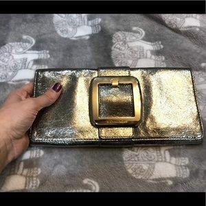 Michael Kors gold evening clutch